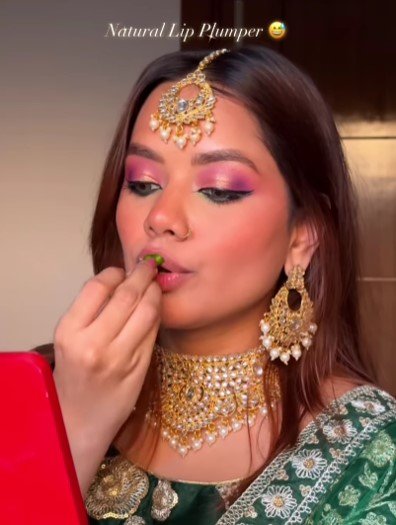 Delhi Influencer's Bizarre Green Chilli Lip Plumping Hack